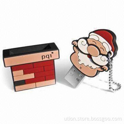 Cartoon USB Flash Drive in Christmas-shape, Made of Rubber Material